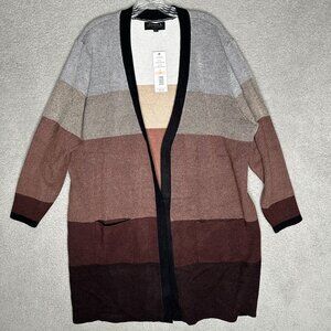 Joseph A. Womens 2X Open Front Long Cardigan Tonal‎ Ombre Stylish Layers Boho